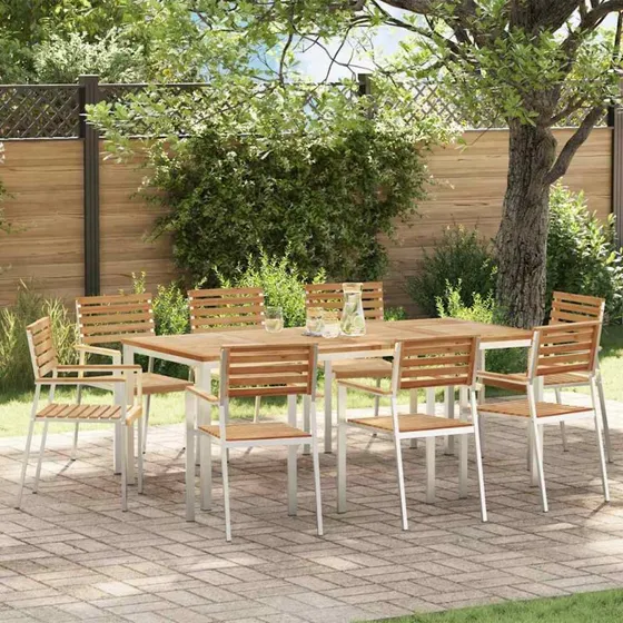 vidaXL Have Stol 8 stk, Naturlig, 56 x 54,5 x 87 cm, Massiv Teaktræ