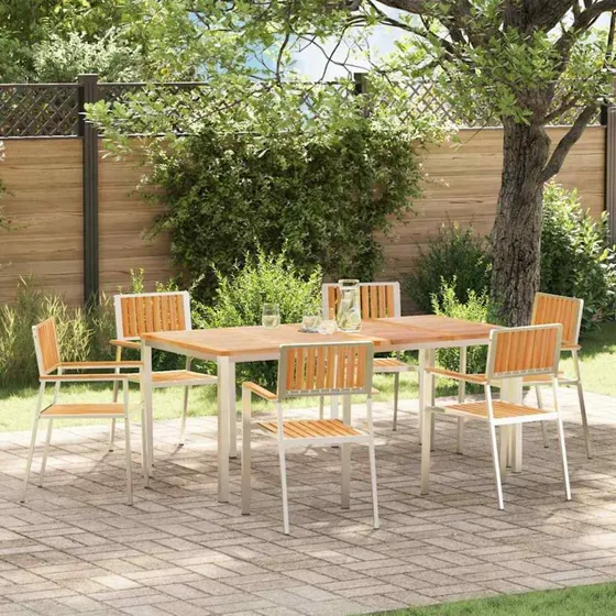 vidaXL Have Stol 6 stk, Brun, 56 x 54,5 x 87 cm, Massivt Teaktræ