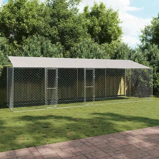vidaXL Hundebur Sølv 800 x 200 x 256 cm med galvaniseret stål