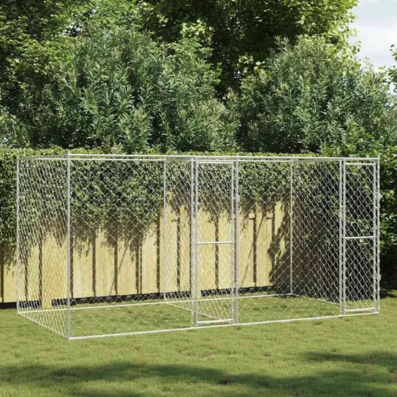 vidaXL Hundebur Sølv 400 x 200 x 200 cm Galvaniseret Stål