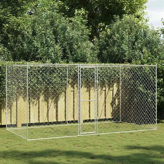 vidaXL Hundebur Sølv 400 x 200 x 200 cm Galvaniseret Stål