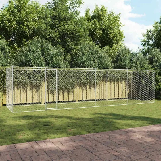 vidaXL Hundebur Sølv 800 x 200 x 200 cm Galvaniseret Stål