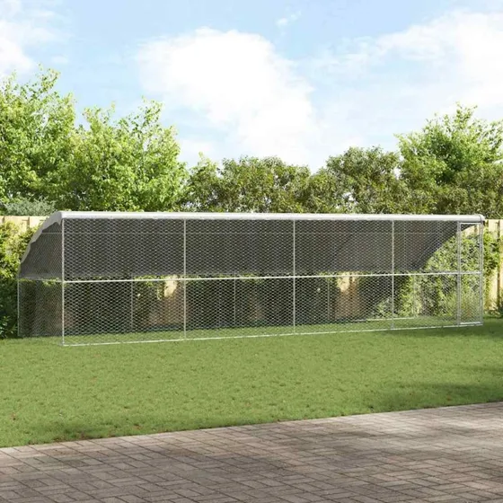 vidaXL Hundehus 4 stk Sølv 8 x 2 x 2 m Galvaniseret Stål