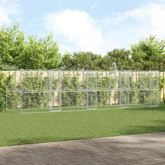 vidaXL Hundehus 4 stk Sølv 8 x 2 x 2 m Galvaniseret stål