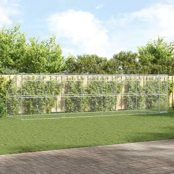 vidaXL Hundehus 4 stk Sølv 8 x 2 x 2 m Galvaniseret stål