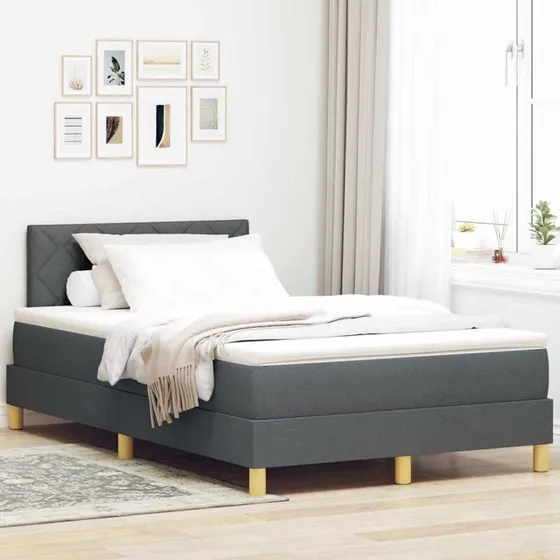 vidaXL LED Box Spring Seng Mørkegrå 120x200 cm