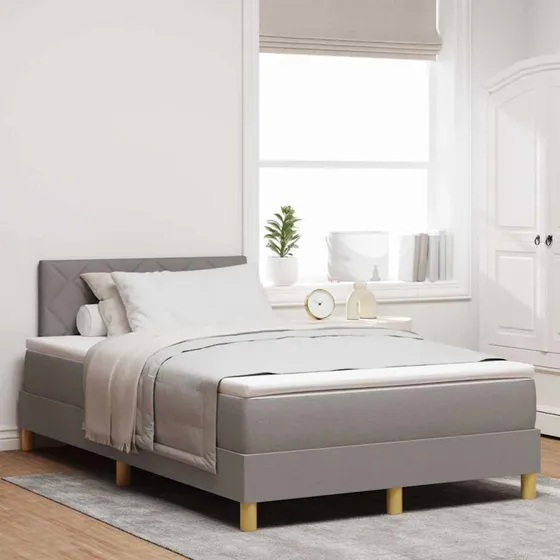 vidaXL LED Box Spring Seng Gråbrun 120 x 200 cm