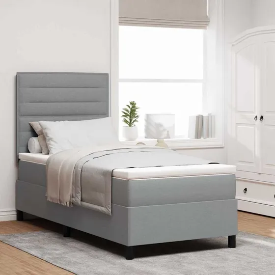 vidaXL Boxspring seng med LED, lysegrå, 100 x 200 cm