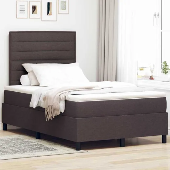 vidaXL Boxspring seng med LED, mørkebrun, 120 x 200 cm