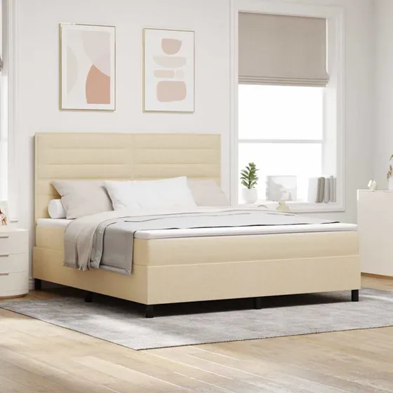 vidaXL Boxspring seng med LED Creme 180x200 cm