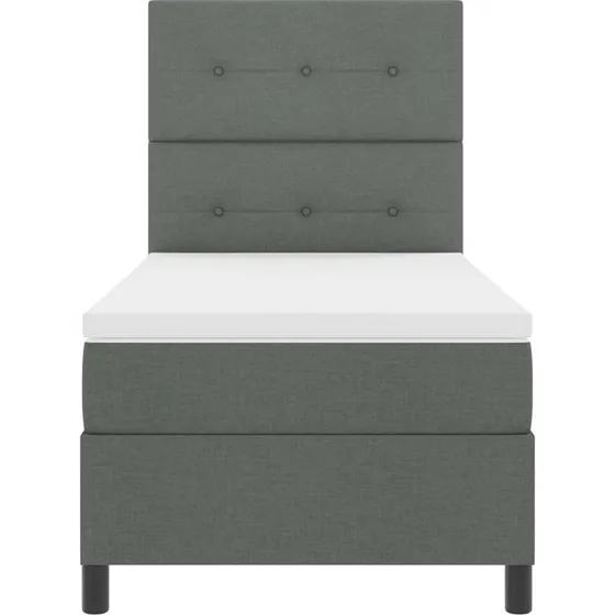 vidaXL Boxspring Seng med Madras, Mørkegrå, 80 x 200 cm