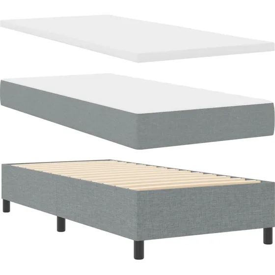 vidaXL Boxspring seng med LED lysegrå 90x200 cm