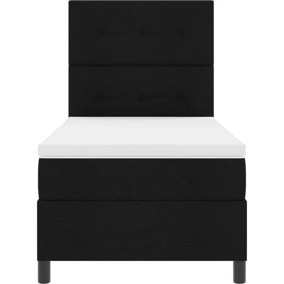 vidaXL Boxspring Seng med LED, Sort 90x200 cm, Stof