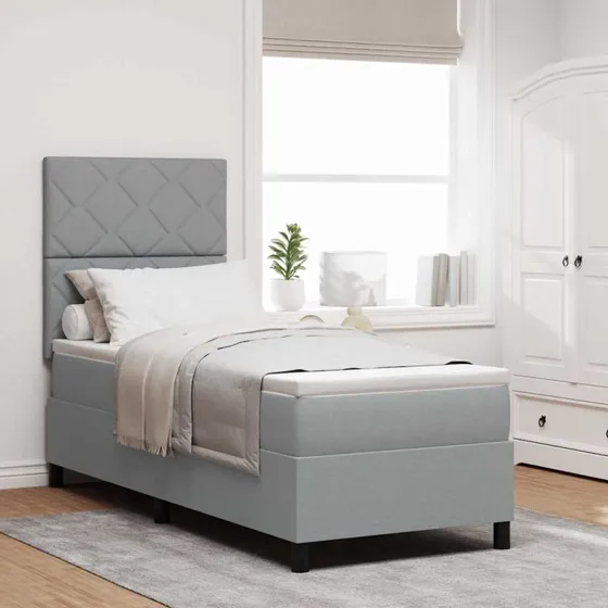 vidaXL Boxspring Seng med Madras Lysegrå 80 x 200 cm