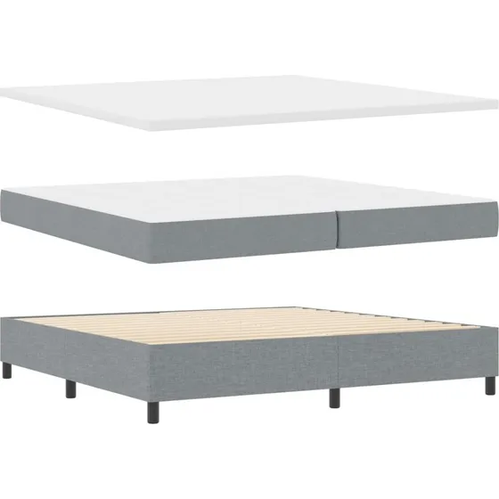 vidaXL Boxspring Seng med Madras Lysegrå 200x200 cm