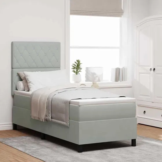 vidaXL LED Box Spring Seng med Madras Lysegrå 80 x 200 cm
