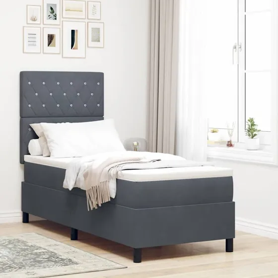 vidaXL LED Box Spring Seng 80 x 200 cm Mørkegrå Stof
