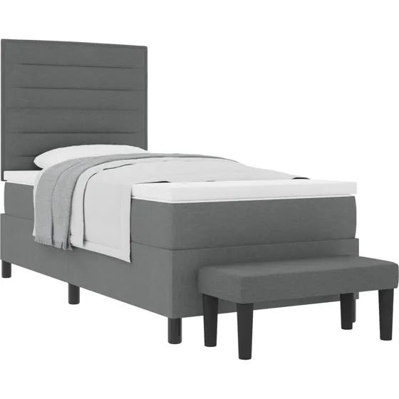 vidaXL Box Spring Seng med Pude, Mørkegrå, 90 x 190 cm