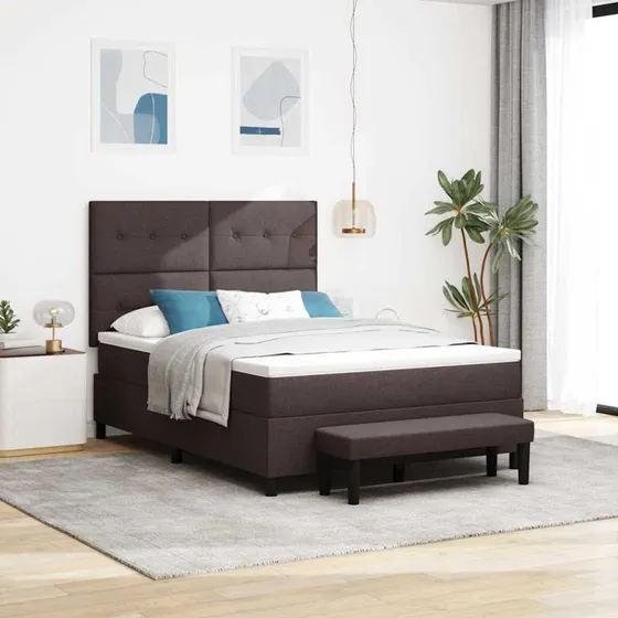 vidaXL Box Spring Seng Mørk Brun 160x200 cm med Justerbar Hovedgærd