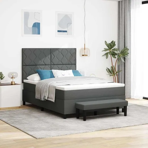Box Spring Seng Med Madras Mørkegrå 160x200 cm