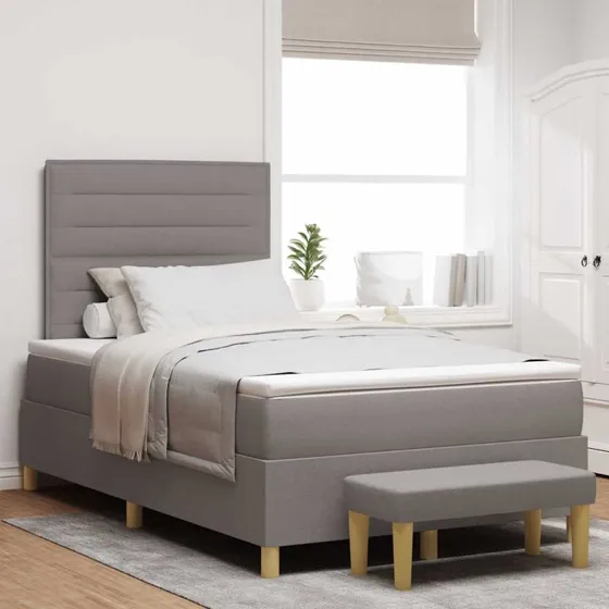 vidaXL Box Spring Seng Gråbrun 120 x 200 cm Stof