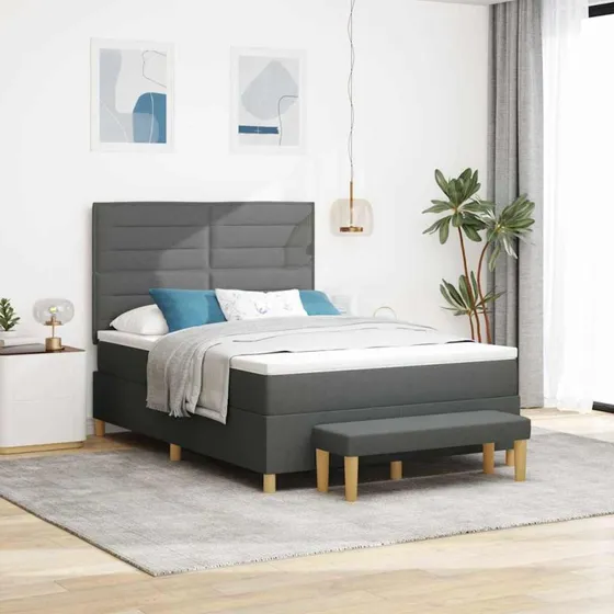 vidaXL Box Spring Seng 200 x 140 cm Mørkegrå Stof