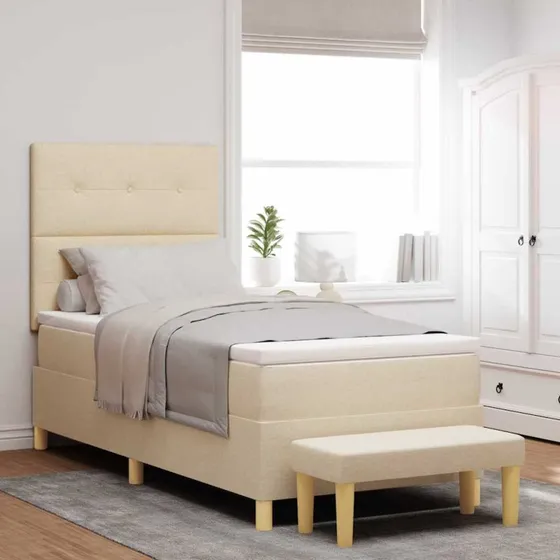 vidaXL Box spring seng med hovedgærde Creme 200x100 cm