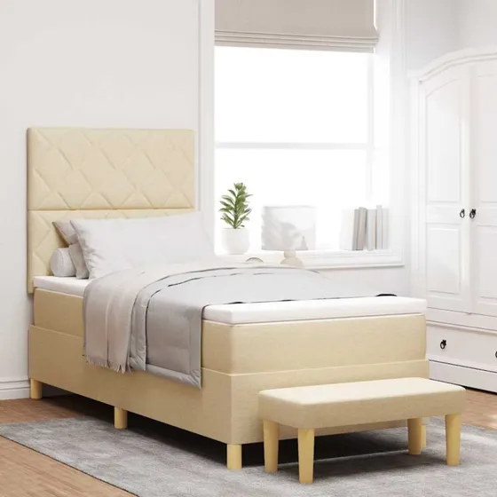 vidaXL Box spring seng med pude, creme, 200 x 100 cm