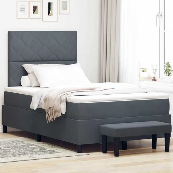 Box Spring Seng Med Madras Mørkegrå 120x200 cm