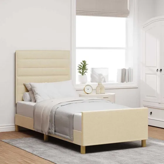 vidaXL Sengestel Creme 100 x 200 cm med Hovedgærde