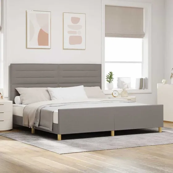 vidaXL Sengestel med hovedgærde Gråbrun 200x200 cm Stof