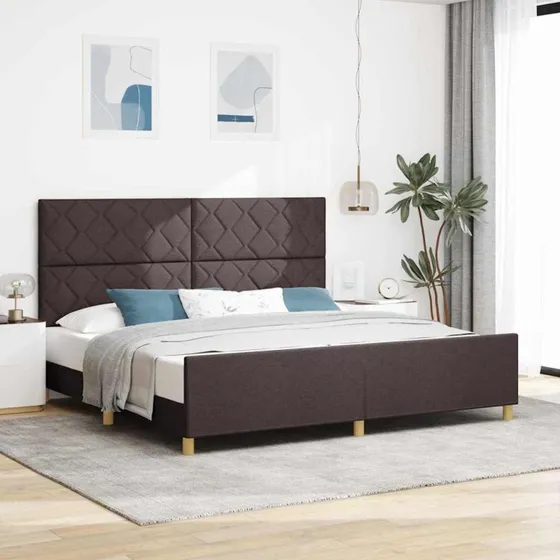 vidaXL Sengestel med Hovedgærde 200 x 200 cm Mørkebrun Stof