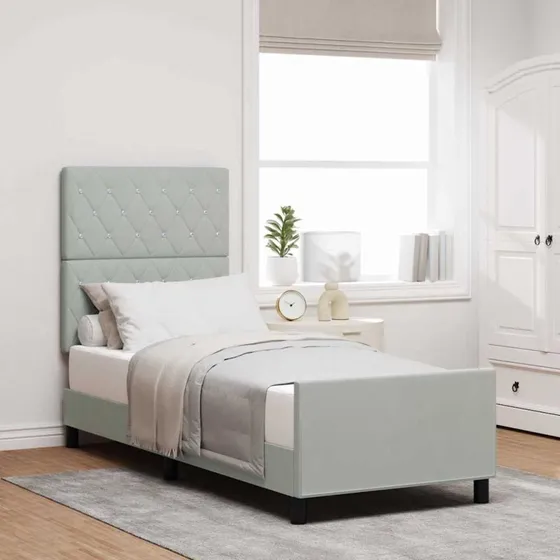 vidaXL Boxspring Seng med Hovedgærde Lysegrå 80x200 cm