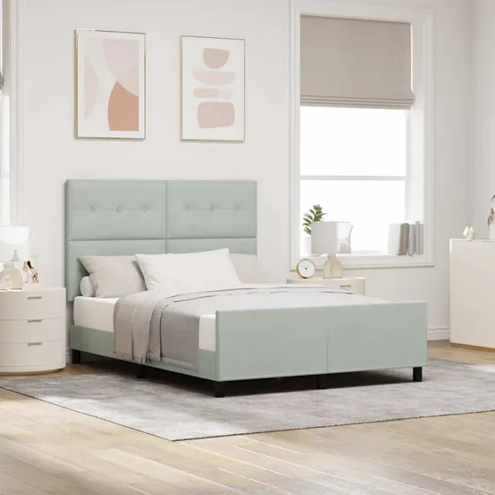 vidaXL Box Spring Seng med Hovedgærde Lysegrå 140x190 cm
