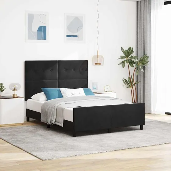 vidaXL Box spring seng med hovedgærde, sort, 160 x 200 cm