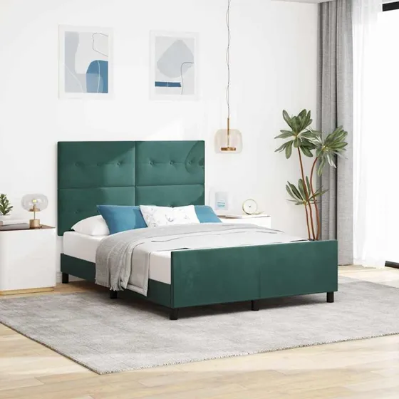 vidaXL Box spring seng med hovedgærde, mørkegrøn, 160 x 200 cm
