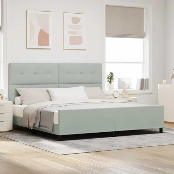 vidaXL Box Spring Seng med Hovedgærde Lysegrå 200x200 cm