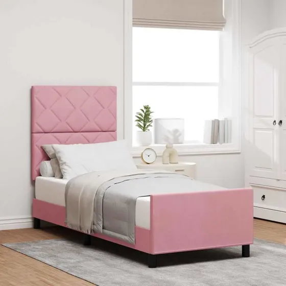 vidaXL Boxspring Seng med Hovedgærde Lyserød 80x200 cm Fløjl