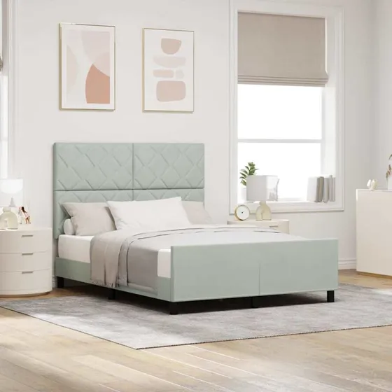 vidaXL Box Spring Seng med Hovedgærde Lysegrå 140x200 cm