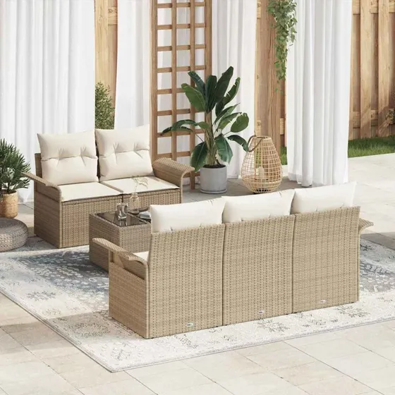 vidaXL Havesofa Sæt 6 stk Beige/Creme 55x55x37 cm