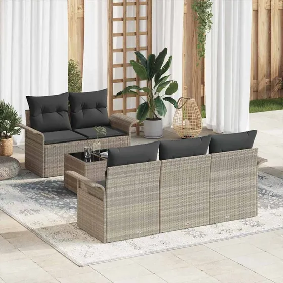 vidaXL Havesofa Sæt 6 stk Lysegrå/Mørkegrå 55x55x37 cm
