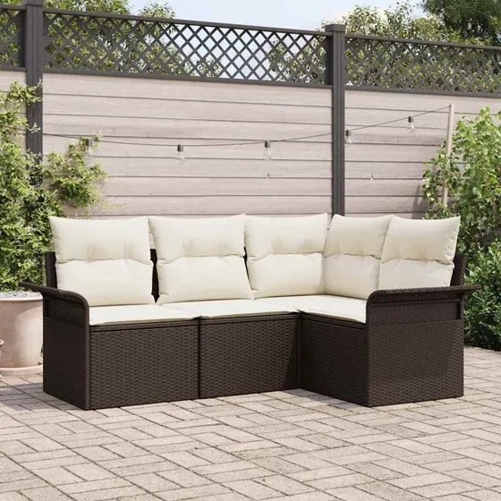 vidaXL Havesofa Sæt 4 pc med opbevaring Brun polyrattan