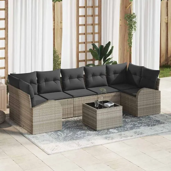 vidaXL Havesofa Sæt 8 stk Lysegrå/Mørkegrå 289 x 124 x 69 cm