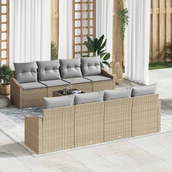 vidaXL Havesofa Sæt 7 stk Beige og Grå med Opbevaring