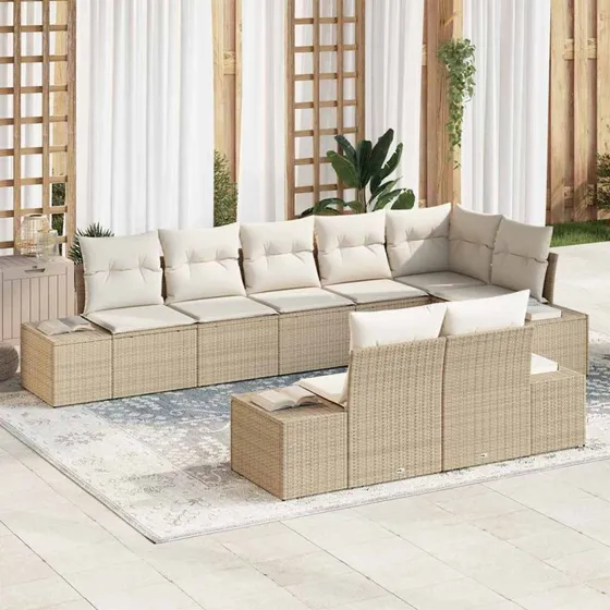 vidaXL Havesofa Sæt 8 pc Beige/Creme med Opbevaring