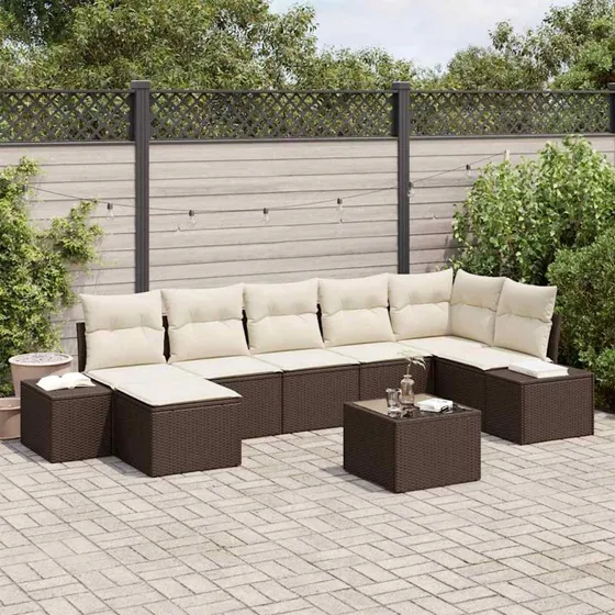 vidaXL Havesofa Sæt 7 pc Brun Poly rattan med opbevaring