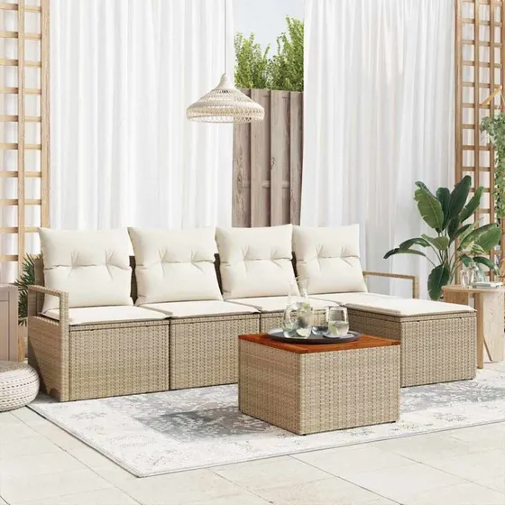 vidaXL Havesofa Sæt 6 stk Beige/Creme med opbevaring