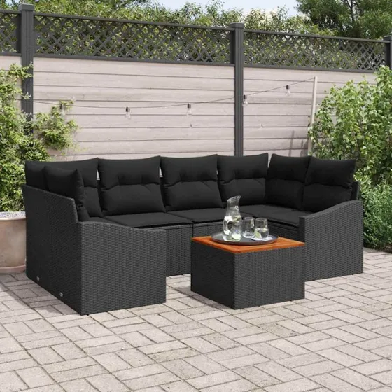vidaXL Havesofa Sæt 7 pc Sort med opbevaring