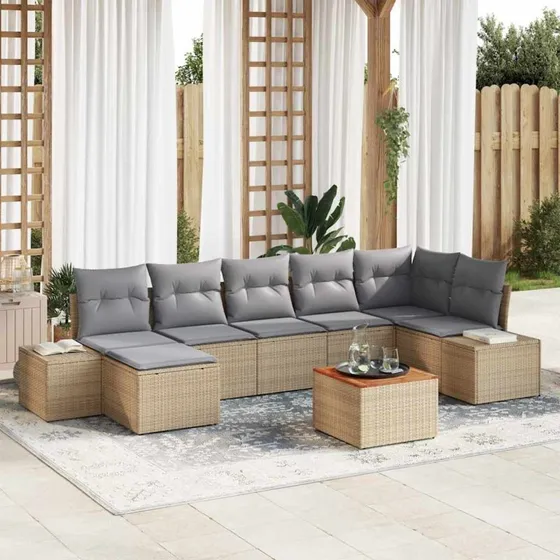 vidaXL Havesofa Sæt 8 stk beige og lysegrå