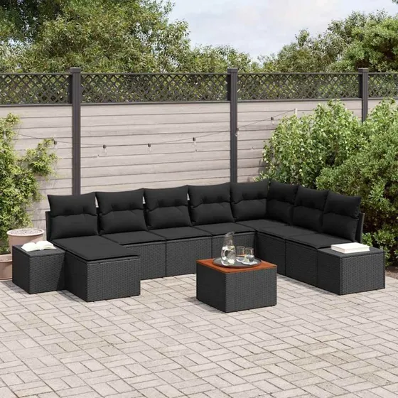vidaXL Havesofa Sæt 9 pc Sort